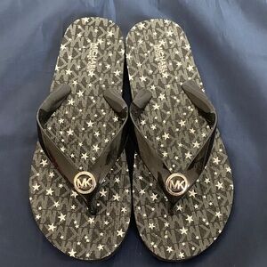 Michael Kors Black Starry Flip Flops